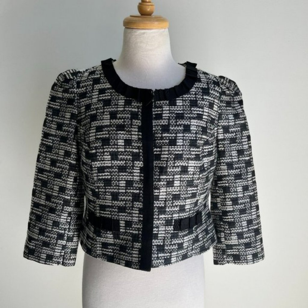 Review Inchpreciousinch Black W White Textured Check Jacket Size 10